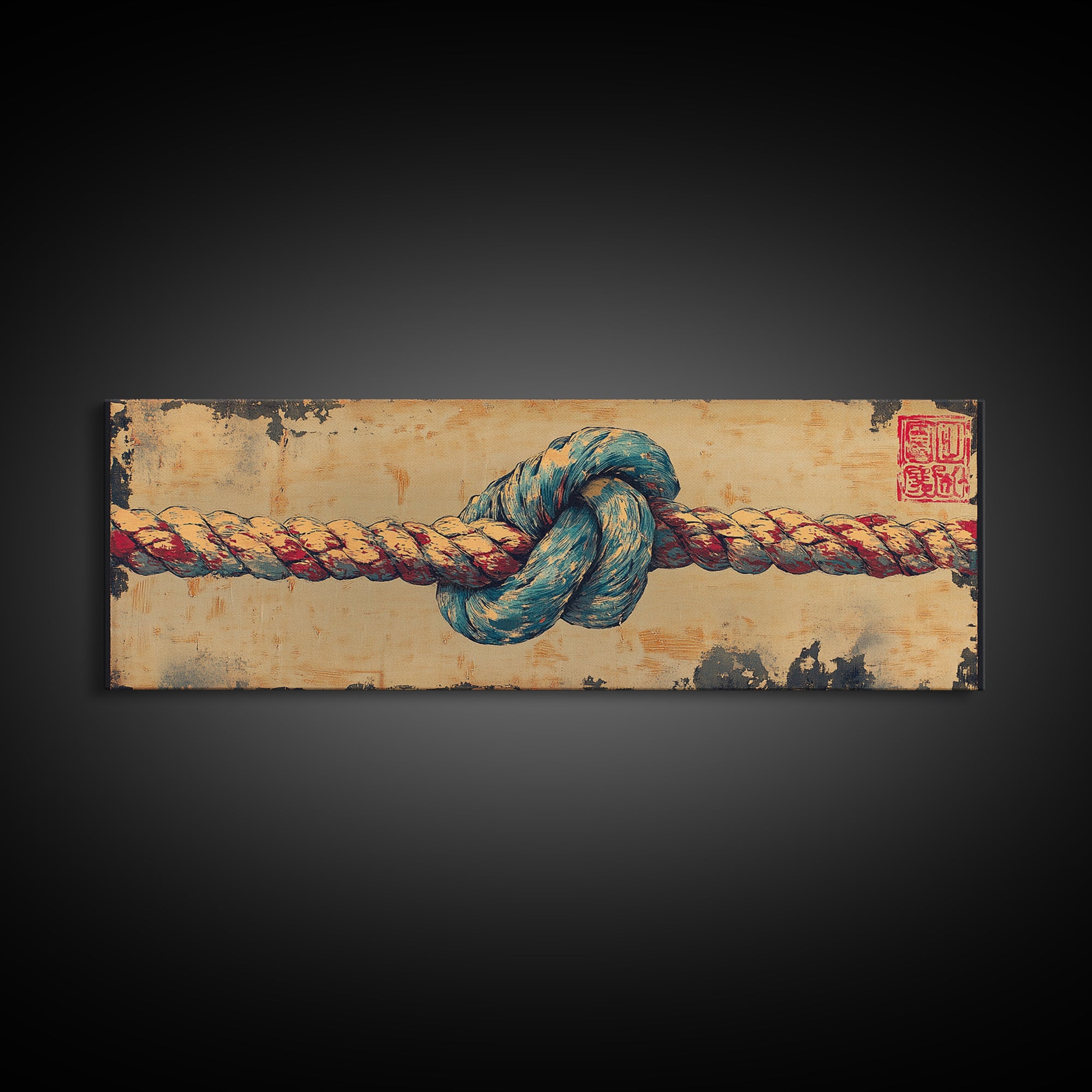 Nautical Rope Knot Wall Art, Coastal Canvas Print, Maritime Decor, Beach House Art, Rustic Ocean Gift For Him, Man Cave Decor