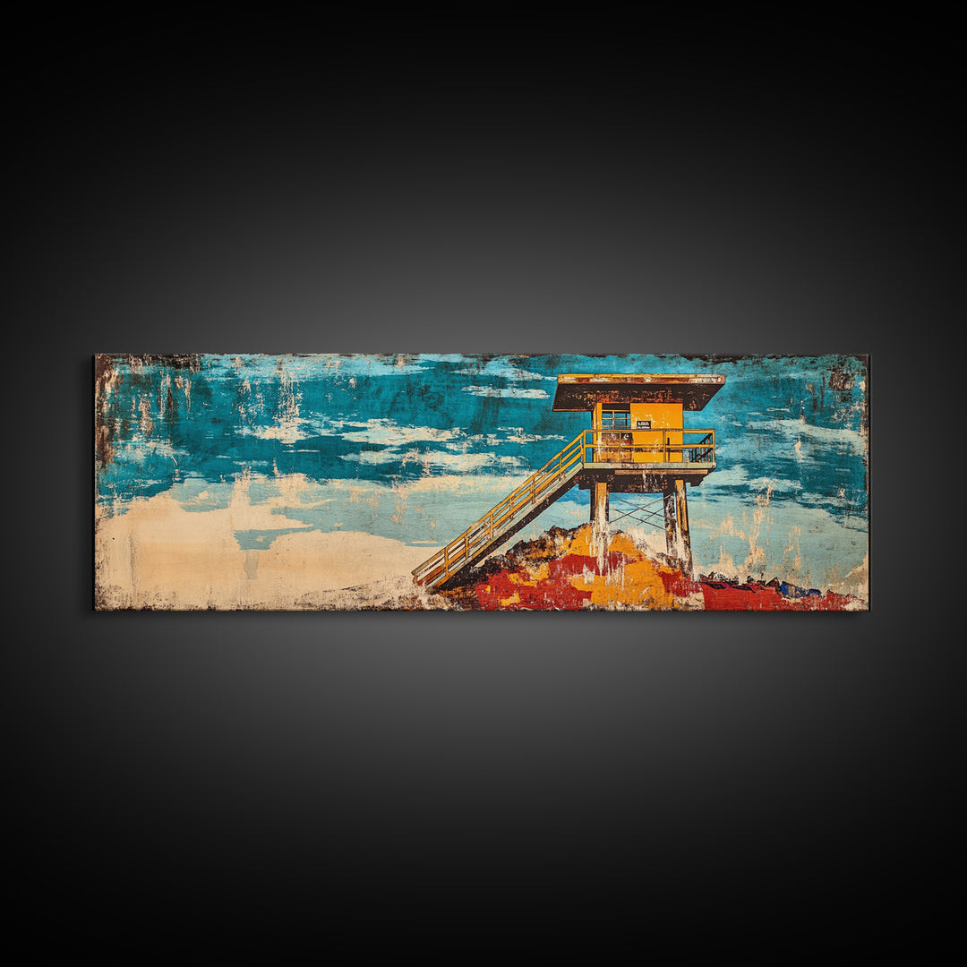 Yellow Lifeguard Tower On Turquoise Beach Canvas Print, Coastal Wall Art, Ocean Decor, Beach House Gift, Living Room Decor