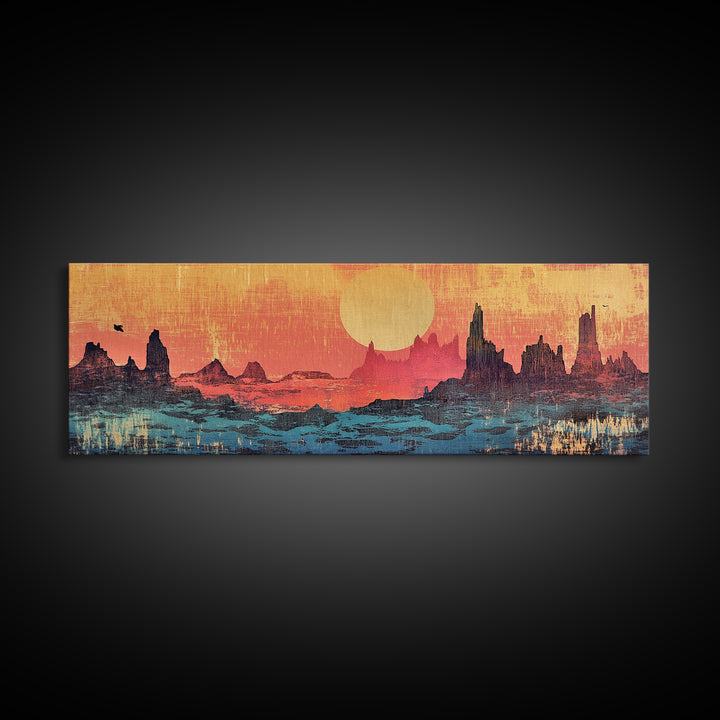 Desert Mesa Sunset Wall Art, Southwestern Landscape Canvas Print, Western Decor, Boho Desert Living Room Wall Decor Print