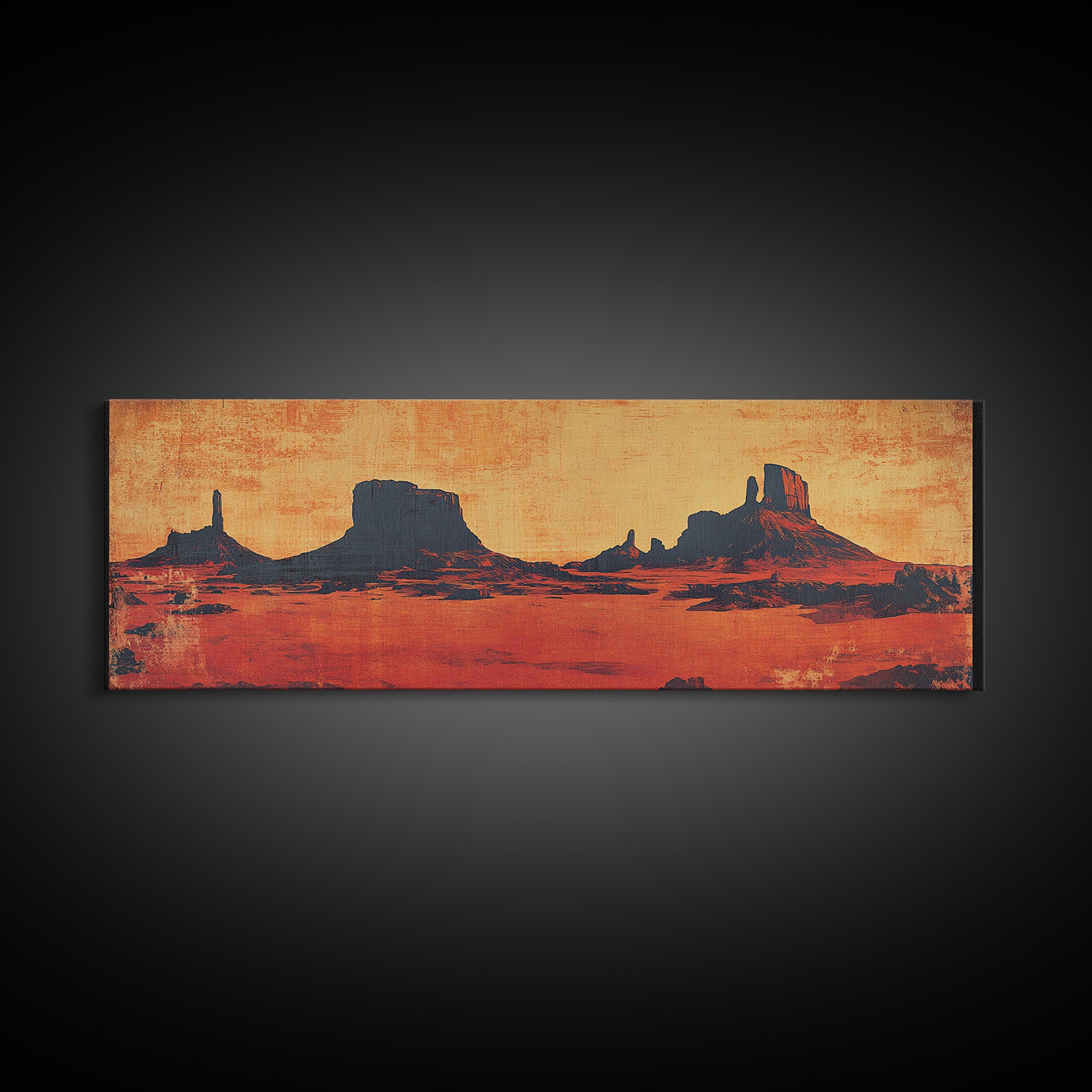 Monument Valley Desert Sunset Wall Art, Southwestern Canvas Print, Western Landscape, Cowboy Decor, Large Living Room Art