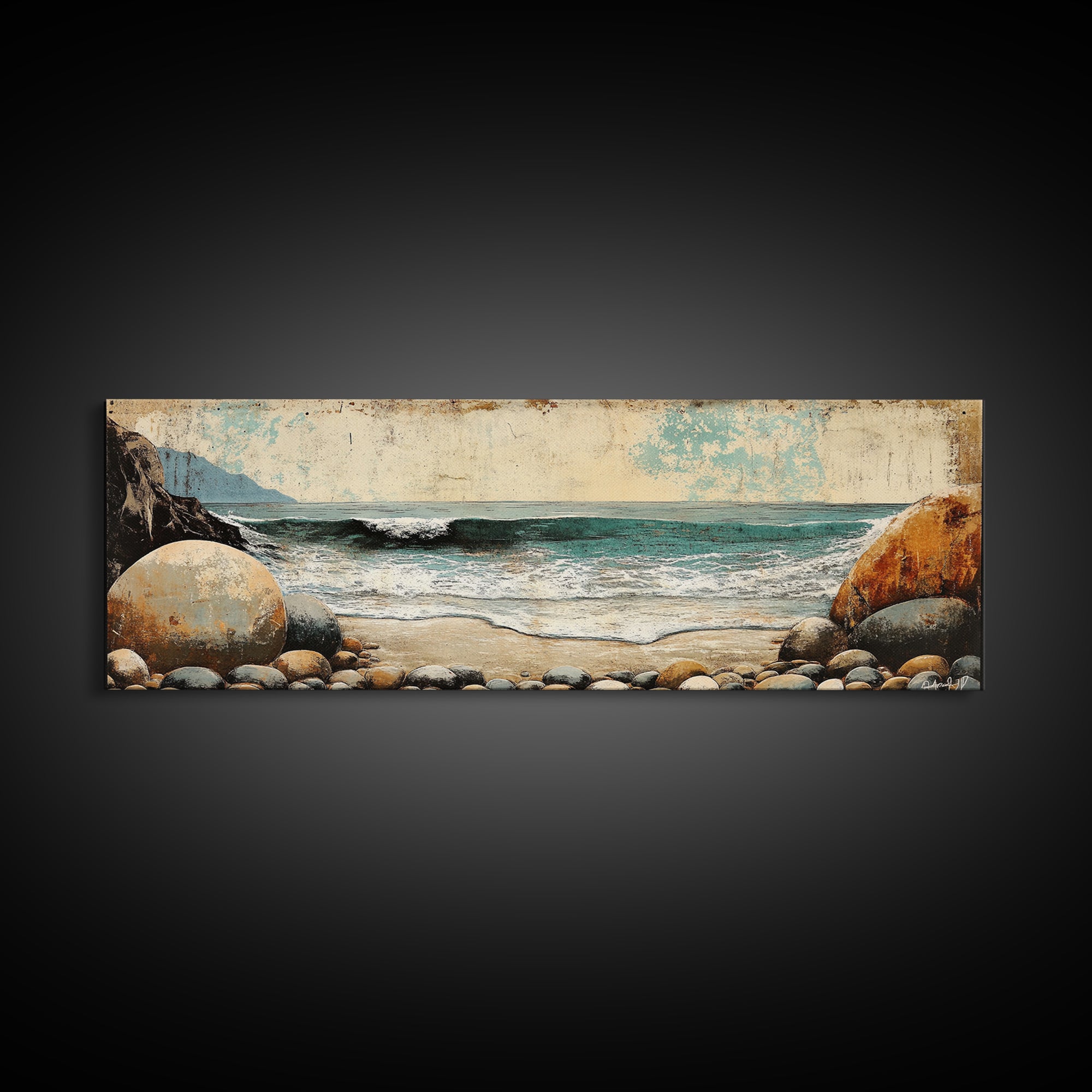 Rocky Ocean Beach Cove Wall Art, Coastal Canvas Print, Seascape Landscape, Nautical Decor, Beach House Living Room Art, Gift For Her