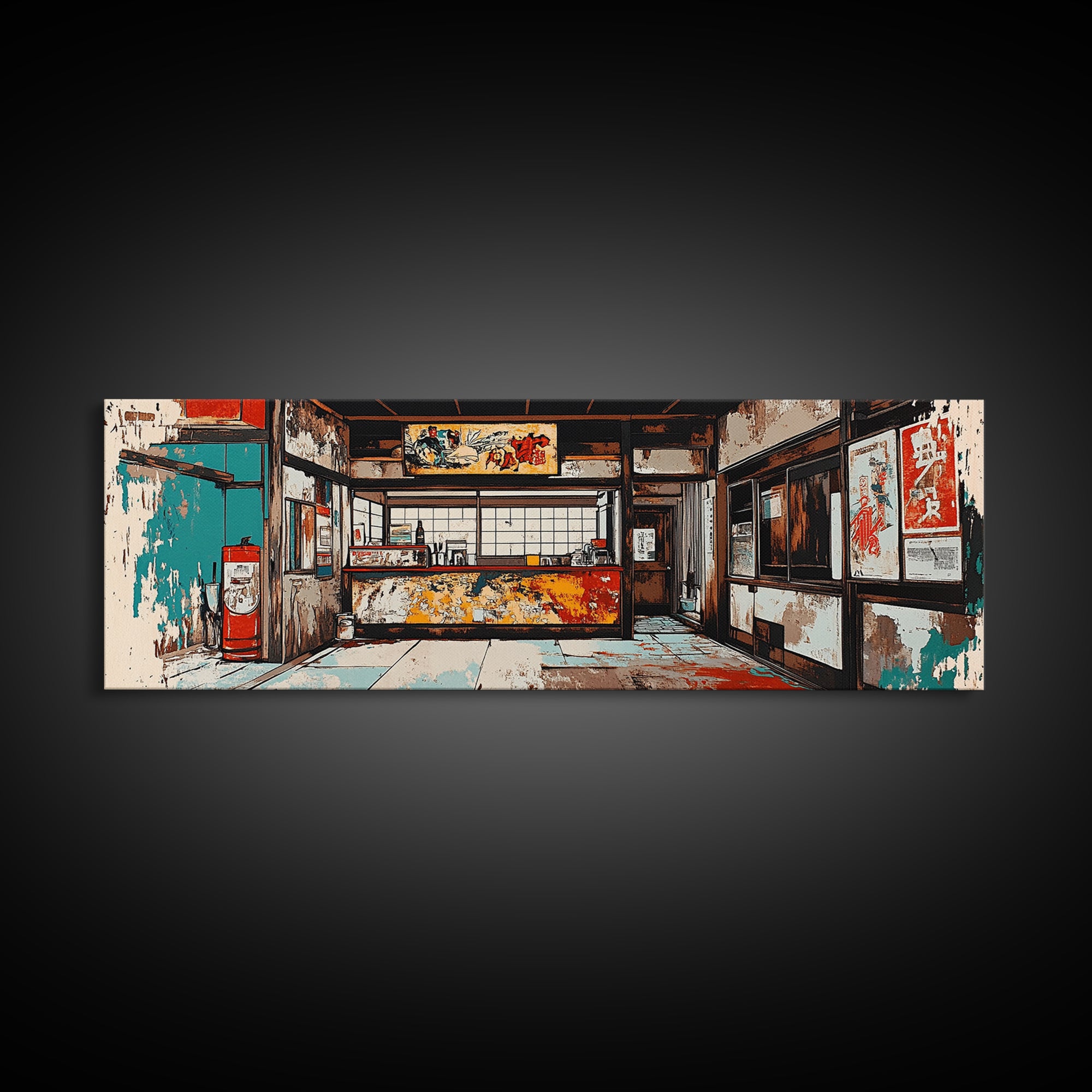 Retro Japanese Storefront Interior Wall Art, Urban Street Art, Japan Poster, Kitchen Decor, Restaurant Decor, Canvas Print
