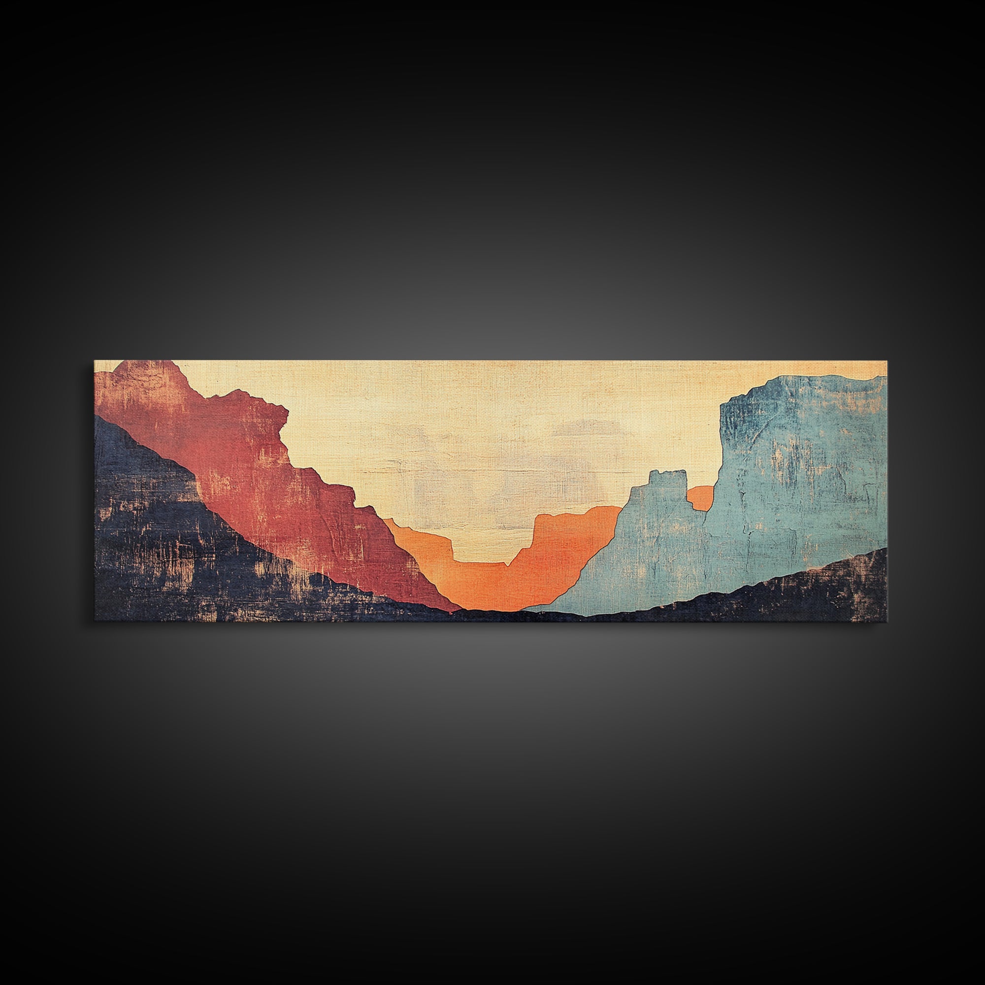 Abstract Desert Canyon Sunset Wall Art, Southwest Art Print, Earth Tone Decor, Minimalist Landscape, Large Horizontal Art