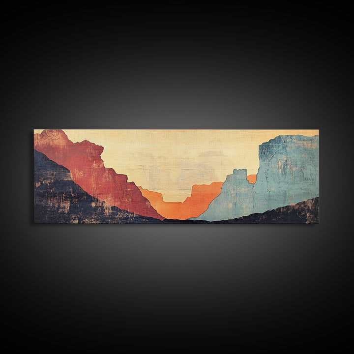 Abstract Desert Canyon Sunset Wall Art, Southwest Art Print, Earth Tone Decor, Minimalist Landscape, Large Horizontal Art