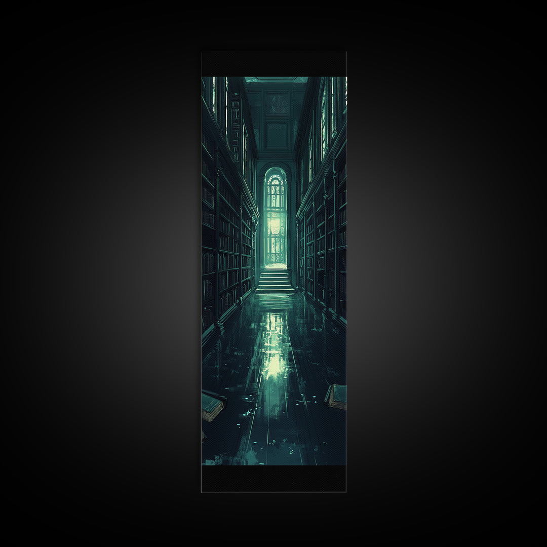 Dark Gothic Library Hallway Wall Art, Moody Bookish Decor, Fantasy Reading Nook Print, Dark Academia Living Room Wall Decor