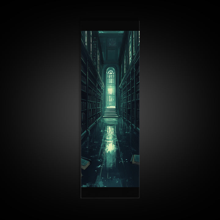 Dark Gothic Library Hallway Wall Art, Moody Bookish Decor, Fantasy Reading Nook Print, Dark Academia Living Room Wall Decor