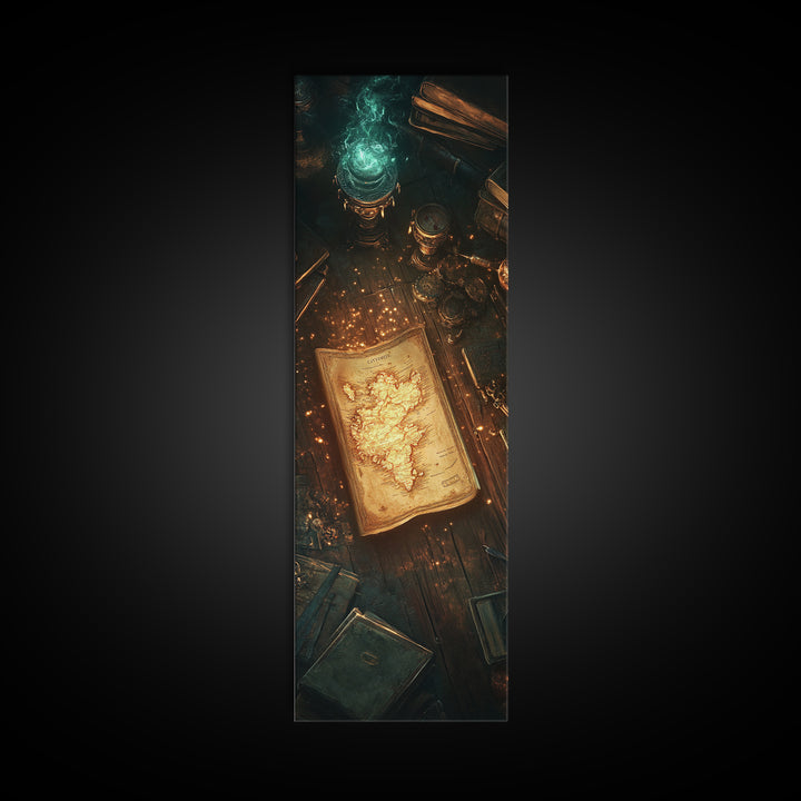 Glowing Ancient Manuscript Wall Art, Mystical Alchemy Desk Decor, Dark Academia Bookish Print For Library Study Room Decor