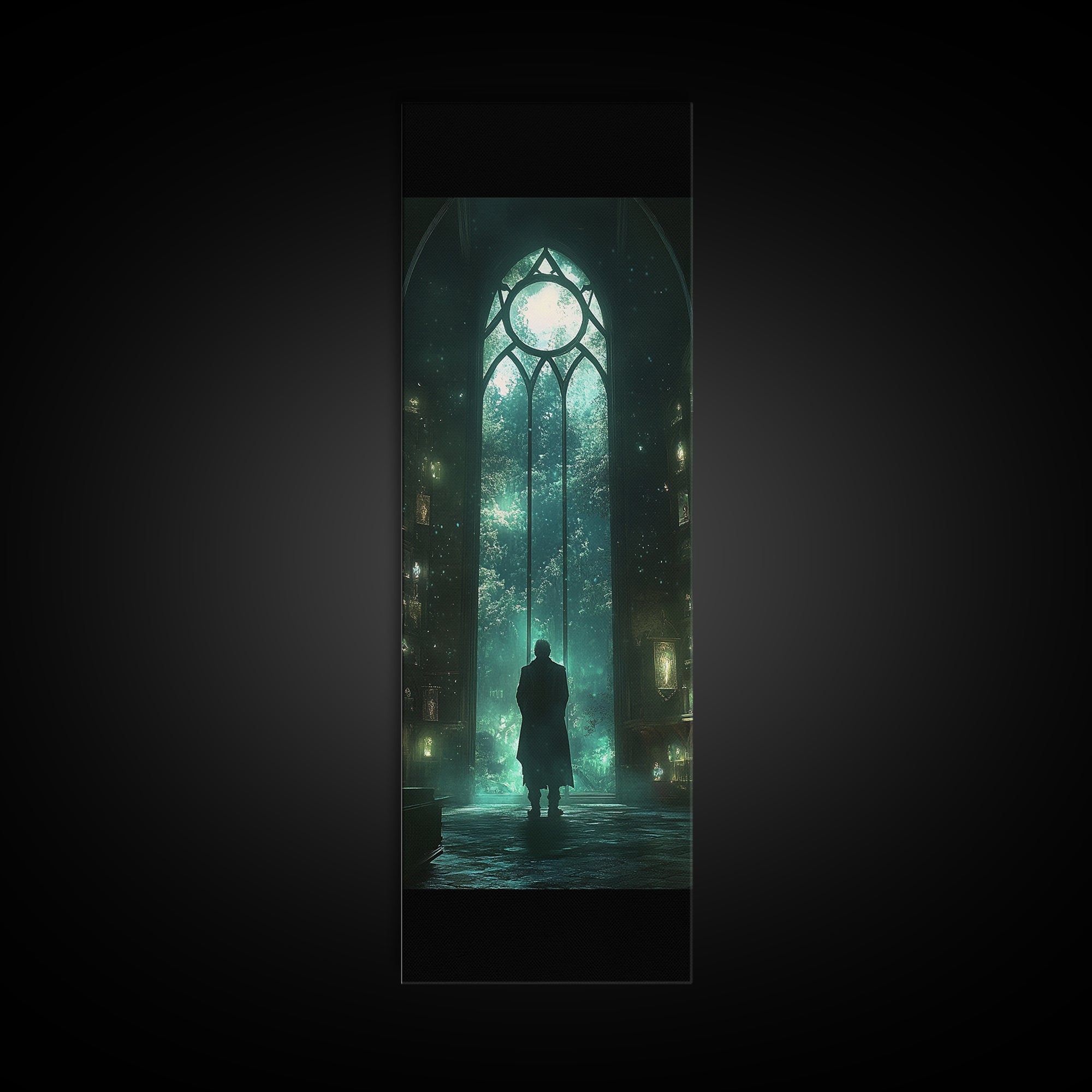 Mystical Gothic Library Window Wall Art, Dark Academia Fantasy Artwork, Moody Bookish Decor, Magical Reading Nook Print