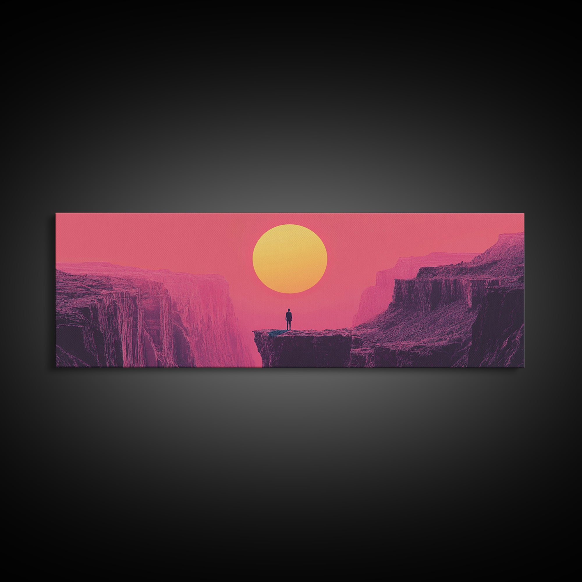 Pink Desert Canyon Cliff At Sunset Wall Art, Minimalist Landscape Canvas Print, Southwestern Modern Home Decor Gift For Him
