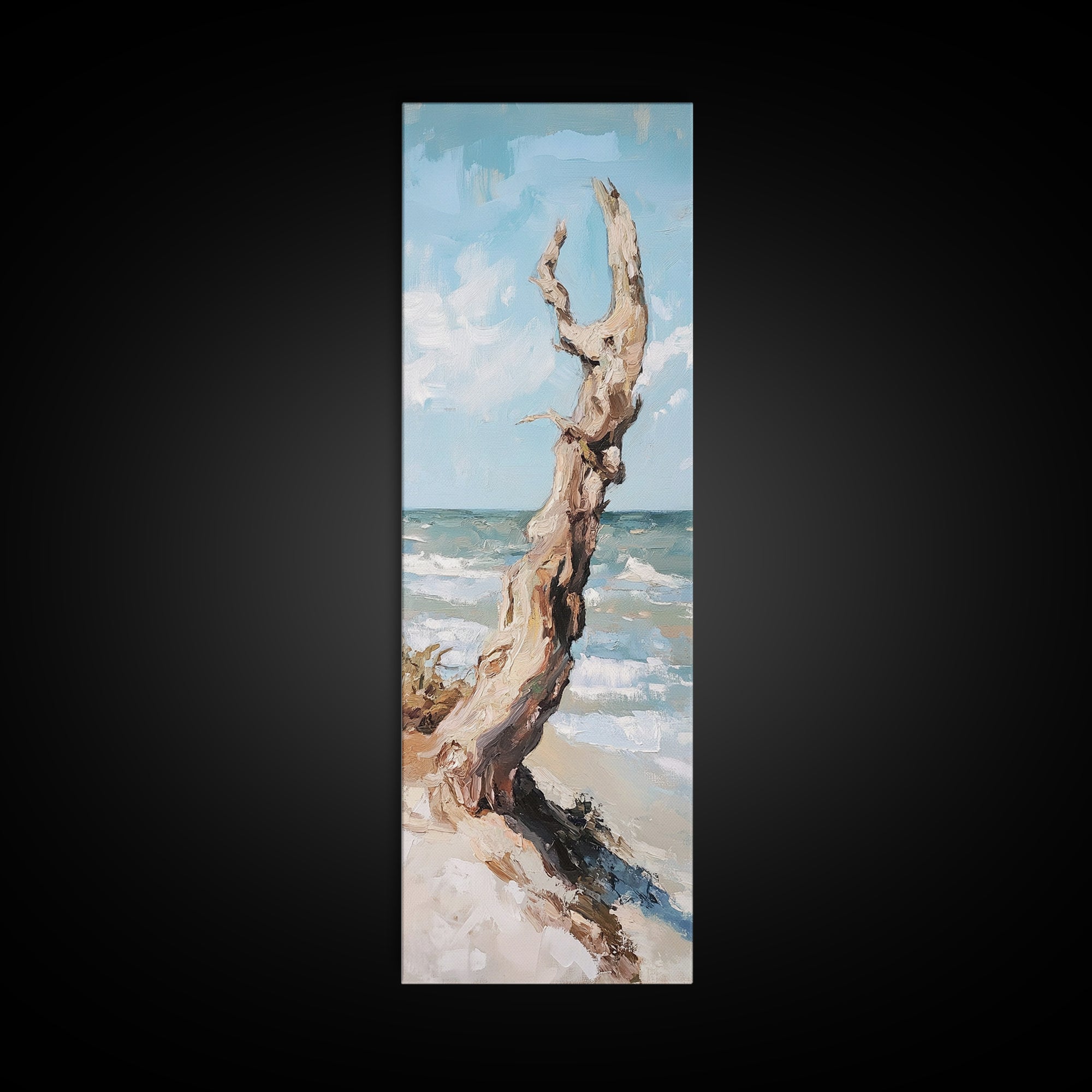 Sun Bleached Driftwood On Beach Canvas Print, Coastal Wall Art, Ocean Landscape Decor, Nautical Home Decor, Beach House Gift