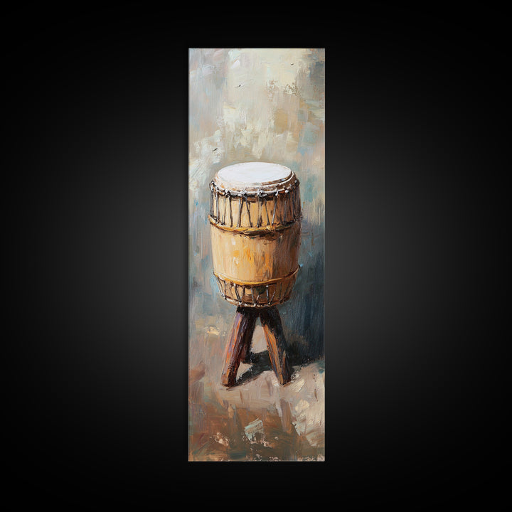 Rustic Tribal Drum Oil Painting Wall Art, Music Room Decor, African Inspired Art, Boho Home Decor, Gift For Music Lover, Unique Gift