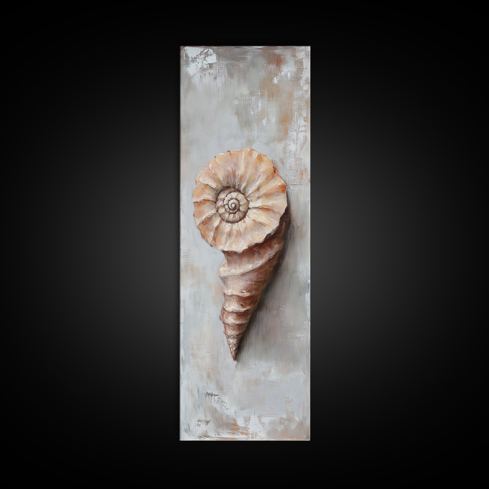 Textured Spiral Seashell Framed Canvas Print, Coastal Wall Art, Beach House Decor, Nautical Bathroom Art, Ocean Gift For Her