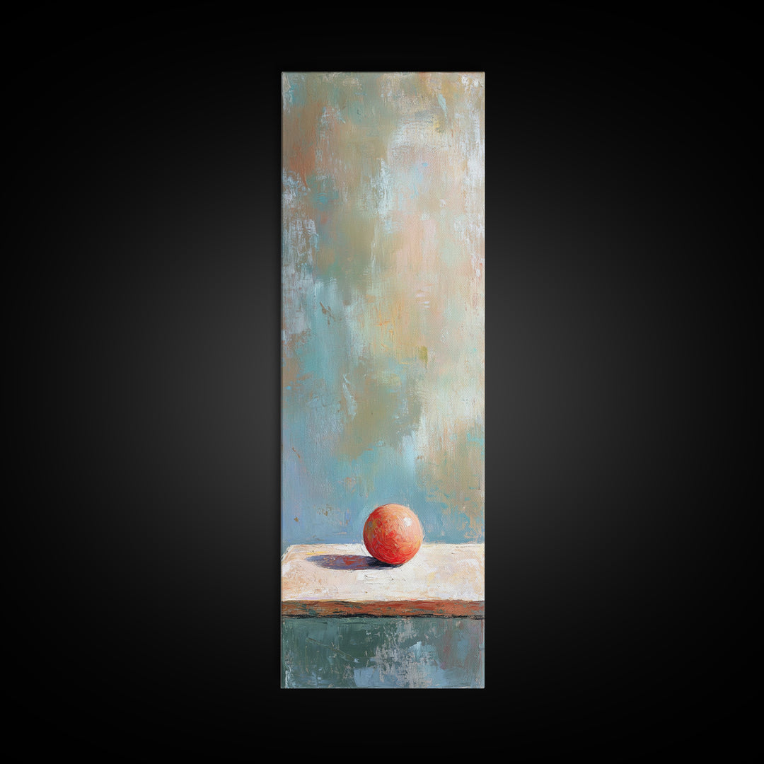Single Red Apple On Weathered Table Canvas Print, Minimalist Wall Art, Modern Kitchen Decor, Still Life Art Print, Housewarming Gift
