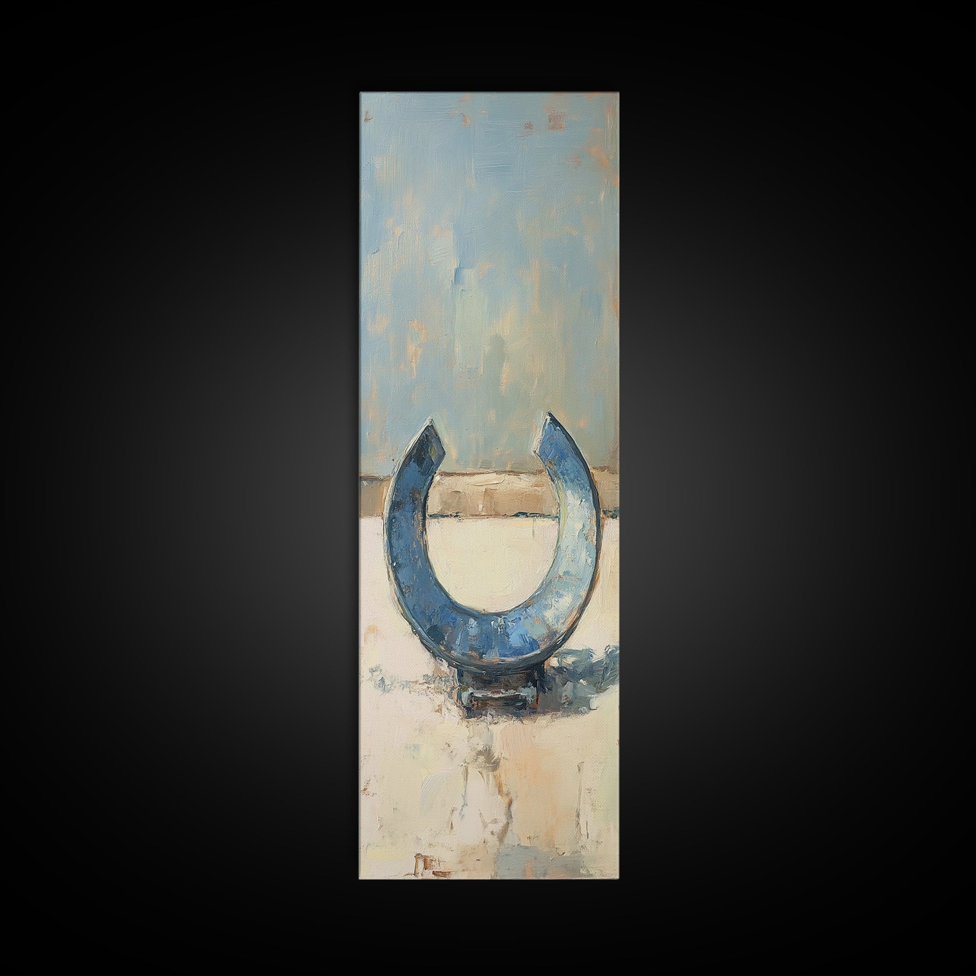 Blue Horseshoe Rustic Western Wall Art, Farmhouse Country Canvas Print, Lucky Horse Decor, Cowgirl Home Decor Gift For Him Or Her