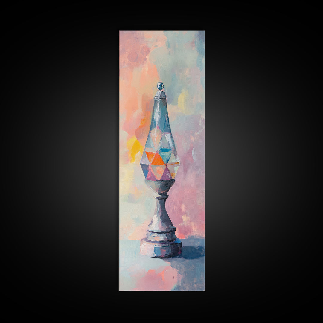 Colorful Crystal Prism Lamp Wall Art, Abstract Glass Still Life Canvas Print, Dopamine Decor, Modern Eclectic Living Room Art