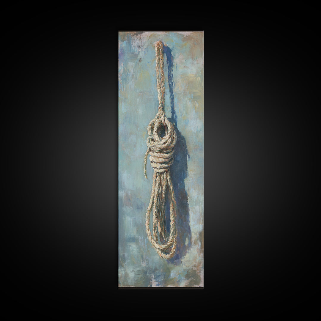 Coiled Nautical Rope Knot Wall Art, Coastal Canvas Print, Rustic Beach House Decor, Lake House Gift, Textured Wall Decor