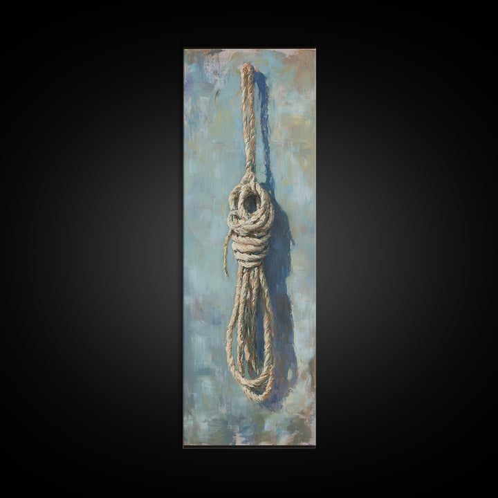 Coiled Nautical Rope Knot Wall Art, Coastal Canvas Print, Rustic Beach House Decor, Lake House Gift, Textured Wall Decor