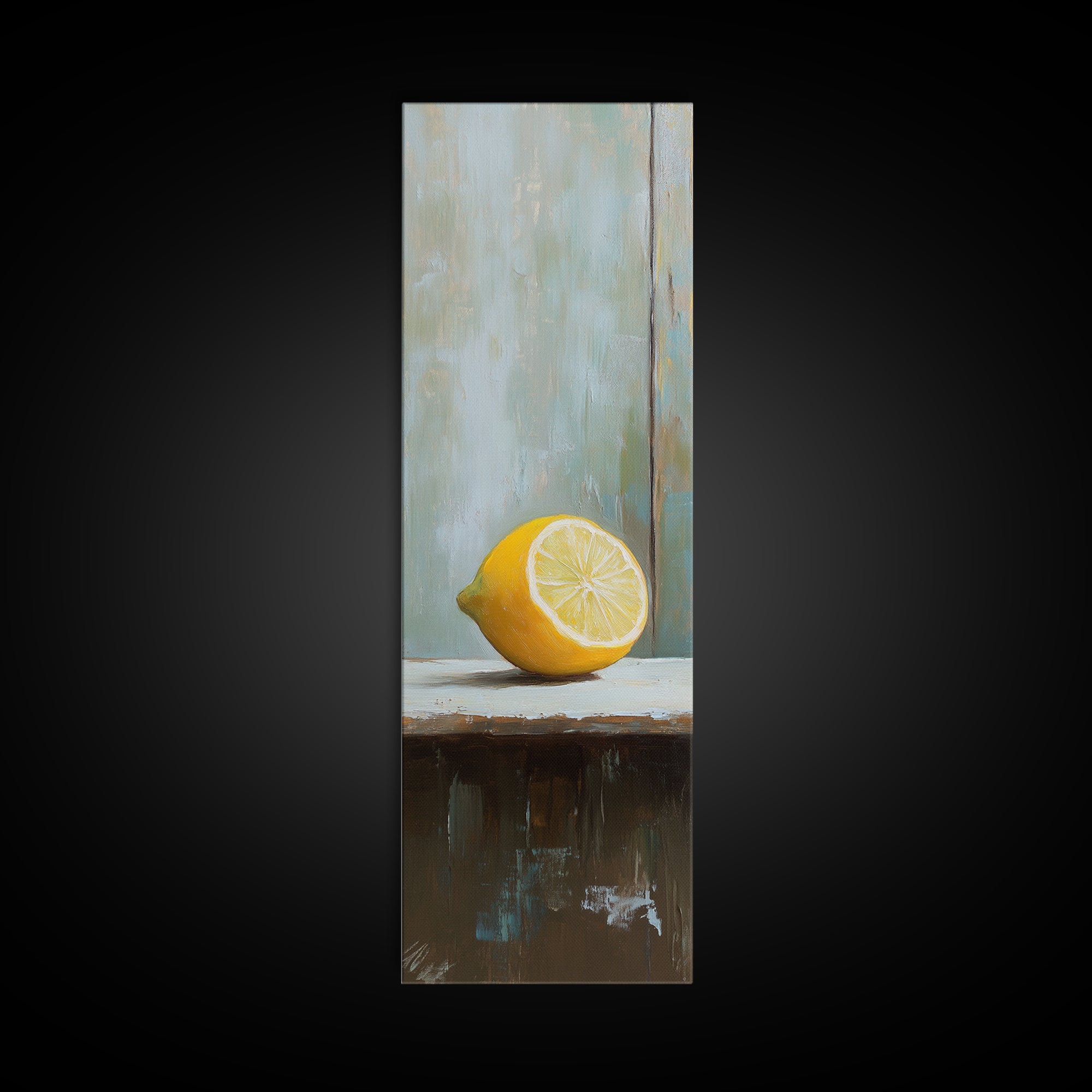 Bright Lemon Slice Canvas Print, Minimalist Kitchen Wall Art, Fruit Still Life, Mediterranean Decor, Modern Home Decor Gift
