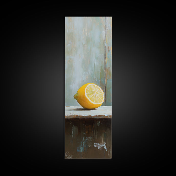 Bright Lemon Slice Canvas Print, Minimalist Kitchen Wall Art, Fruit Still Life, Mediterranean Decor, Modern Home Decor Gift