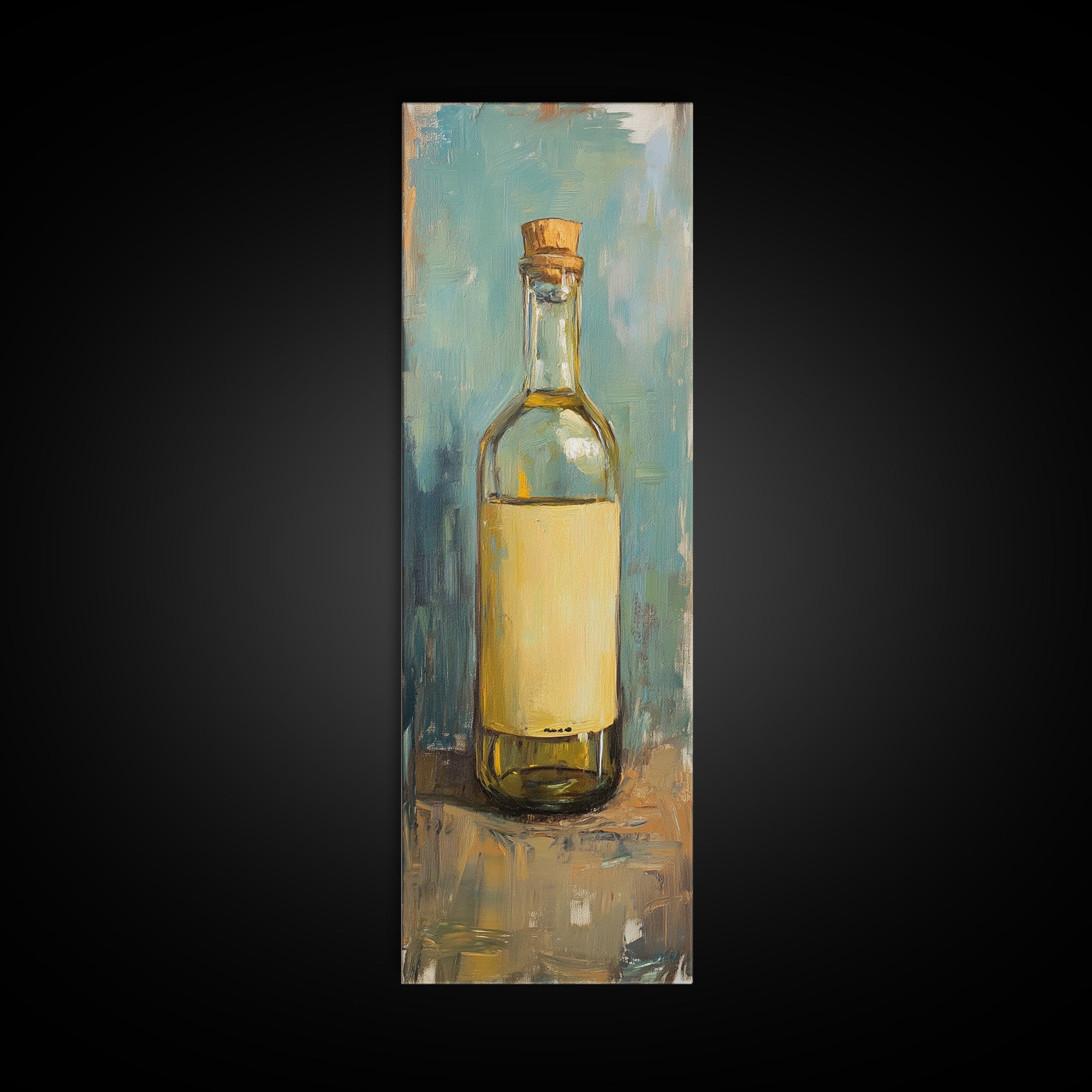 Golden Olive Oil Bottle Canvas Print, Mediterranean Kitchen Wall Art, Still Life Painting, Rustic Kitchen Decor, Foodie Gift