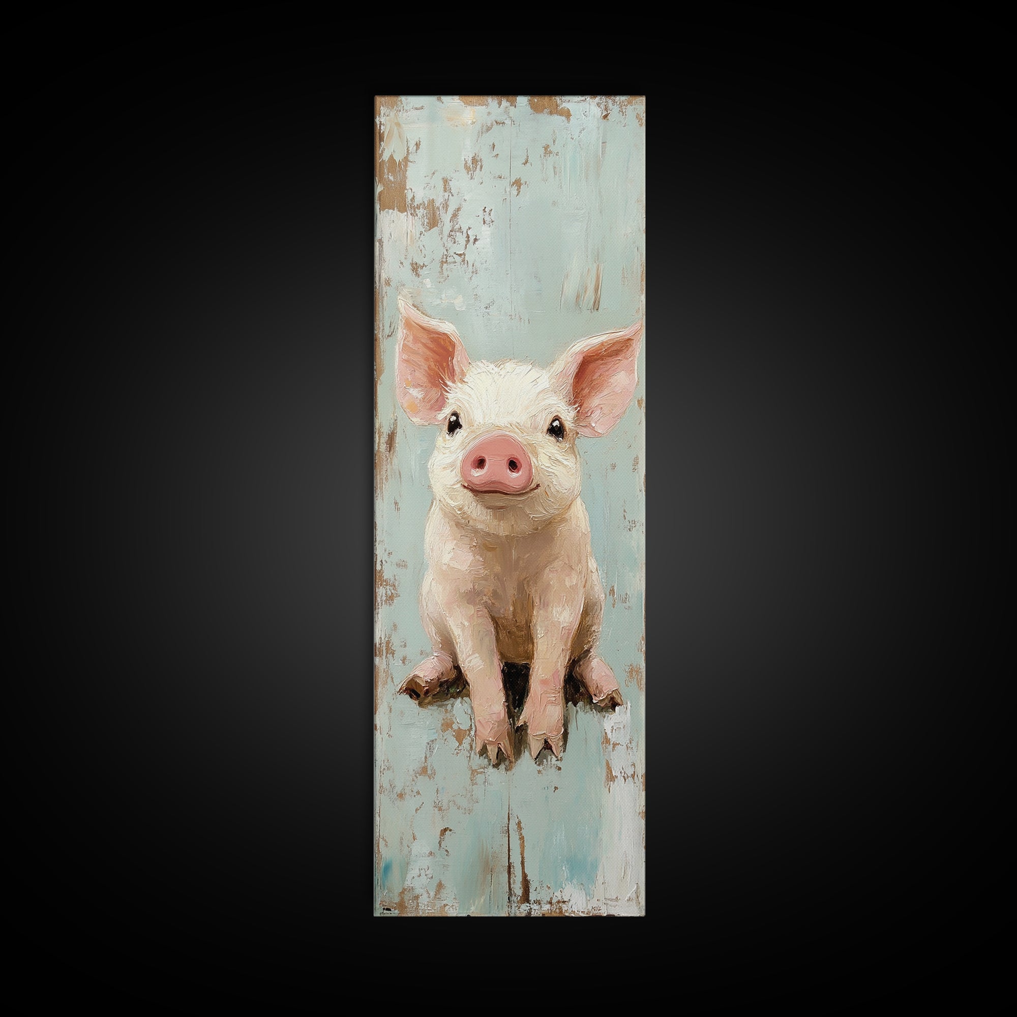 Adorable Baby Pig Portrait Wall Art, Farm Animal Nursery Decor, Rustic Farmhouse Canvas Print, Cute Piglet Gift For Kids