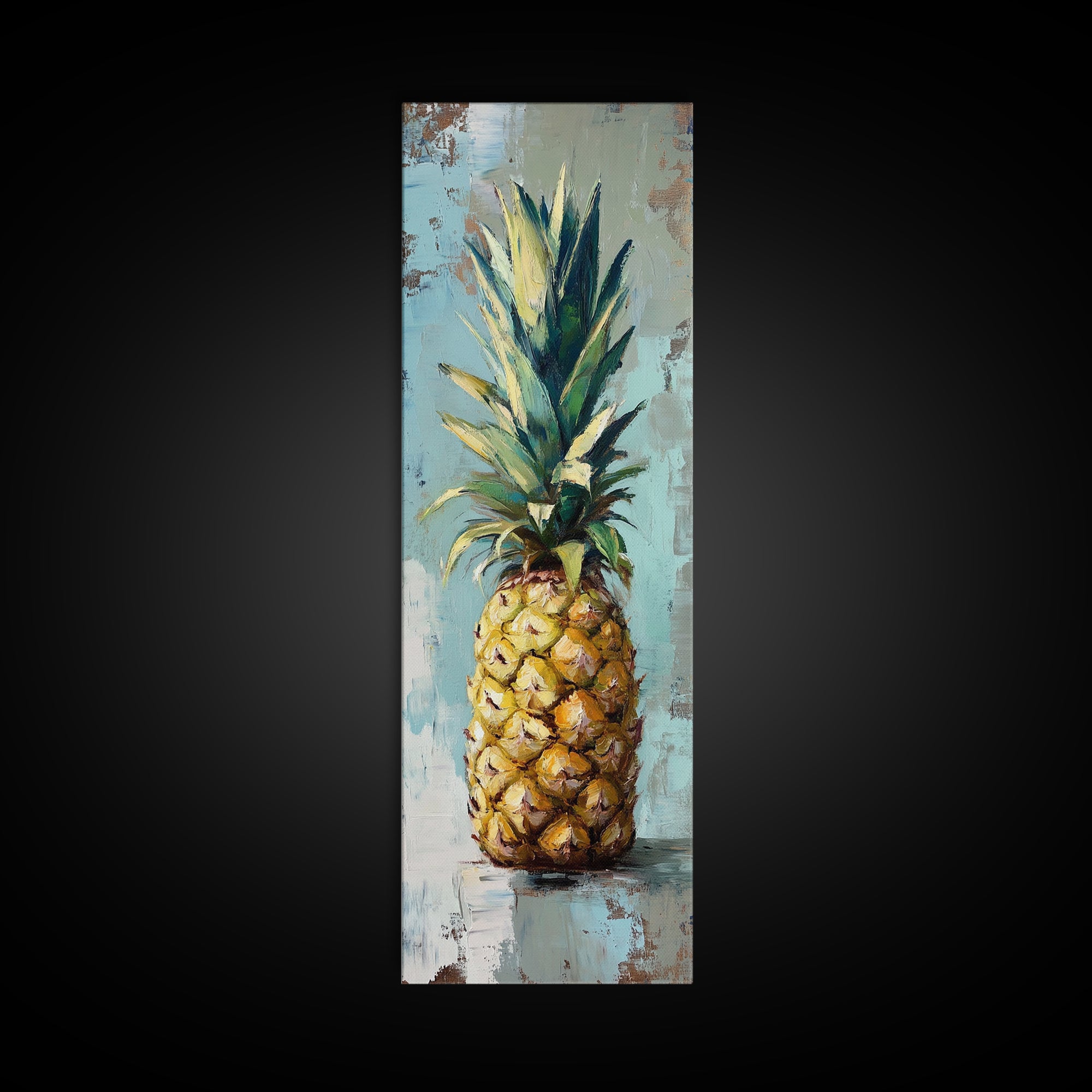 Bright Pineapple Still Life Canvas Print, Tropical Kitchen Wall Art, Coastal Home Decor, Fruit Poster For Beach House Gift