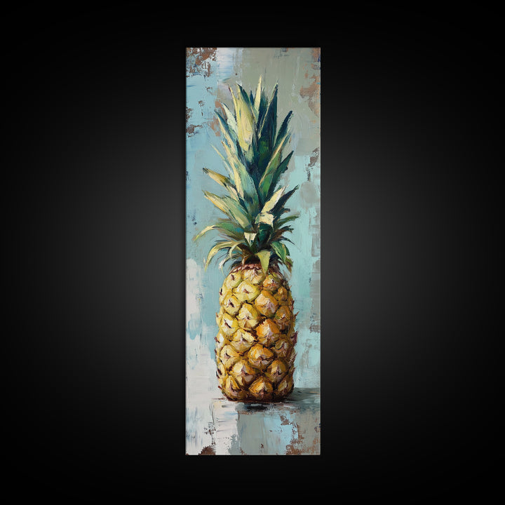 Bright Pineapple Still Life Canvas Print, Tropical Kitchen Wall Art, Coastal Home Decor, Fruit Poster For Beach House Gift