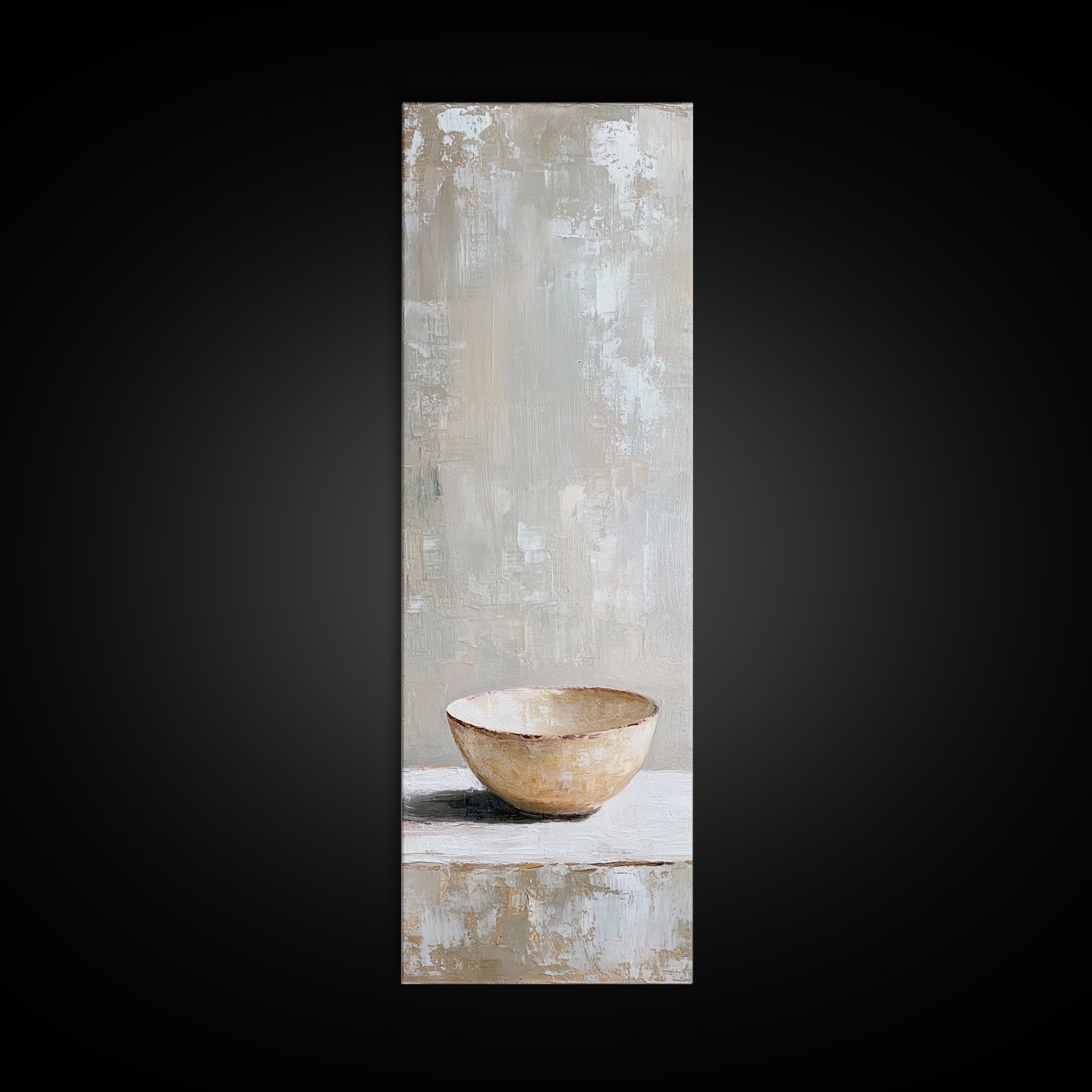 Neutral Ceramic Bowl Still Life Framed Canvas Print, Minimalist Kitchen Wall Art For Rustic Modern Farmhouse Home Decor Gift