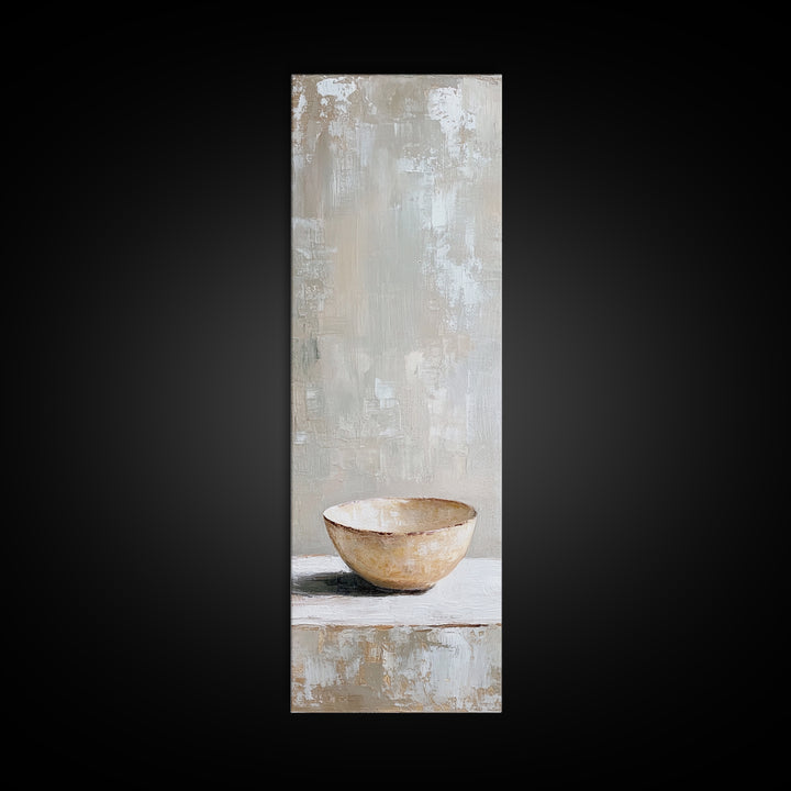 Neutral Ceramic Bowl Still Life Framed Canvas Print, Minimalist Kitchen Wall Art For Rustic Modern Farmhouse Home Decor Gift