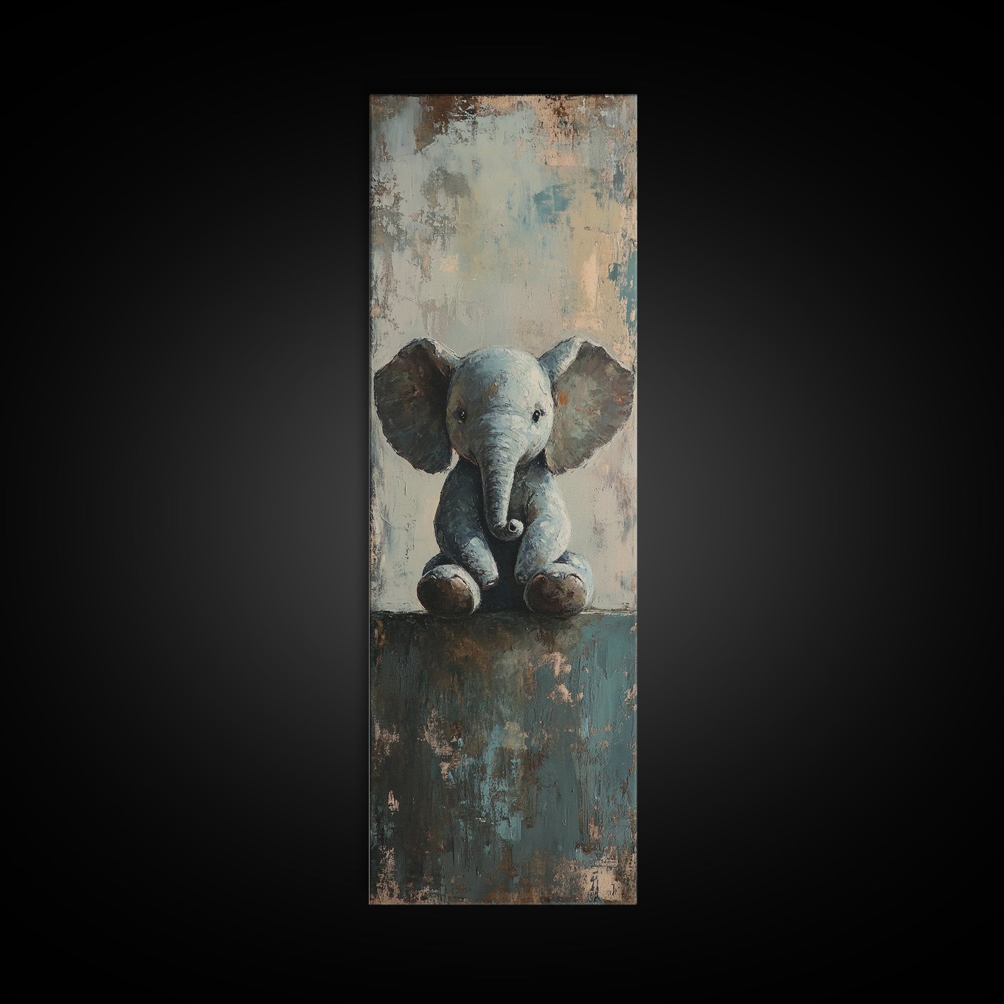 Cute Baby Elephant Portrait Wall Art, Whimsical Animal Canvas Print For Nursery Decor, Kids Room Decor And Safari Theme Gift