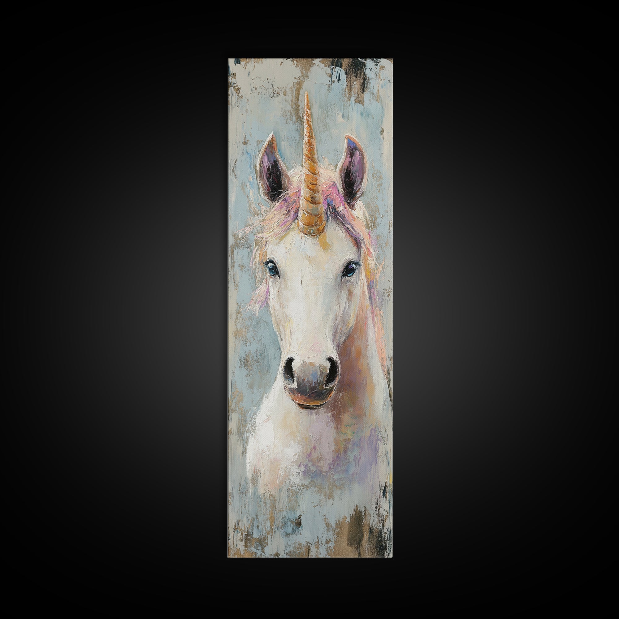 Whimsical Unicorn Portrait Framed Canvas Print, Fantasy Animal Wall Art For Girls Room Decor, Kids Room Decor And Magical Gift