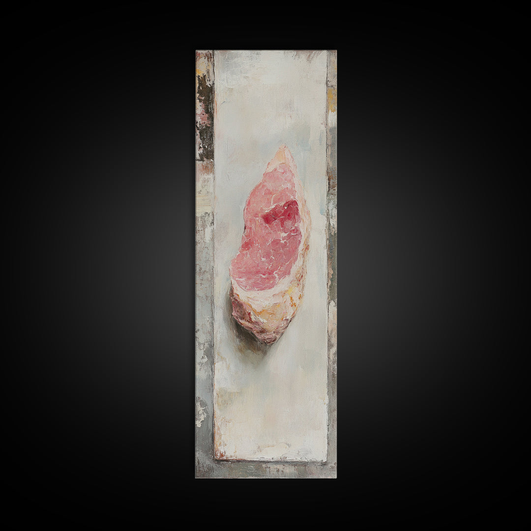 Pink Rose Quartz Crystal Oil Painting Wall Art, Boho Spiritual Home Decor, Celestial Gift For Her, Mystical Canvas Print