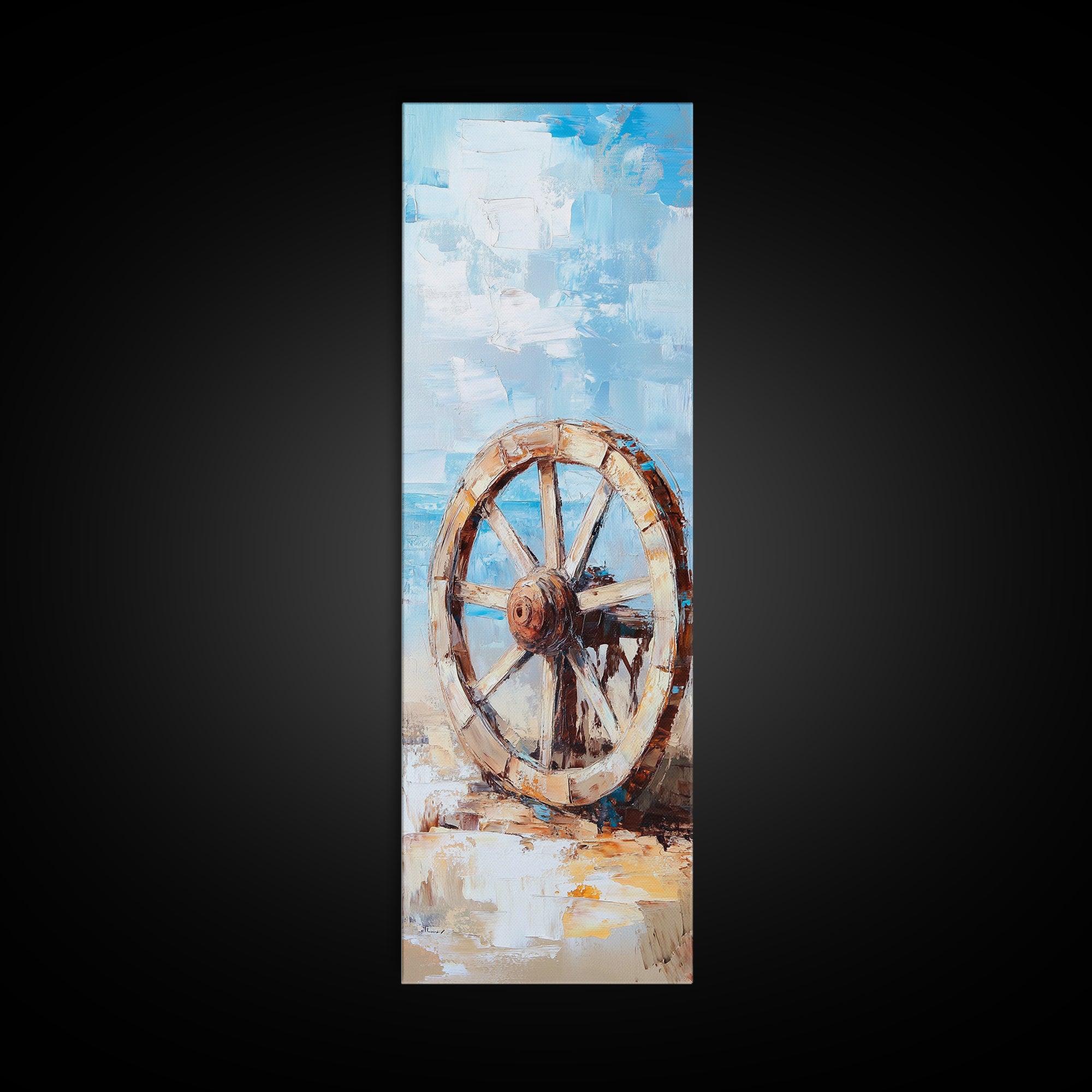 Weathered Wagon Wheel By Blue Sky Canvas Print, Rustic Western Wall Art, Farmhouse Decor, Country Home Wall Decor, Large Living Room Decor