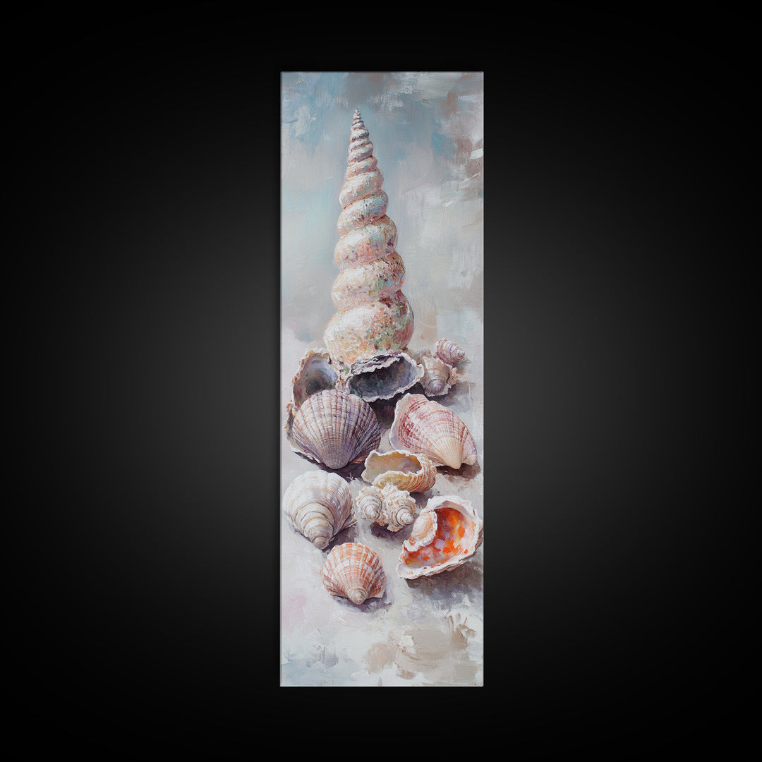 Textured Seashell Collection Canvas Print, Coastal Wall Art, Beach House Decor, Nautical Ocean Art, Neutral Bathroom Decor