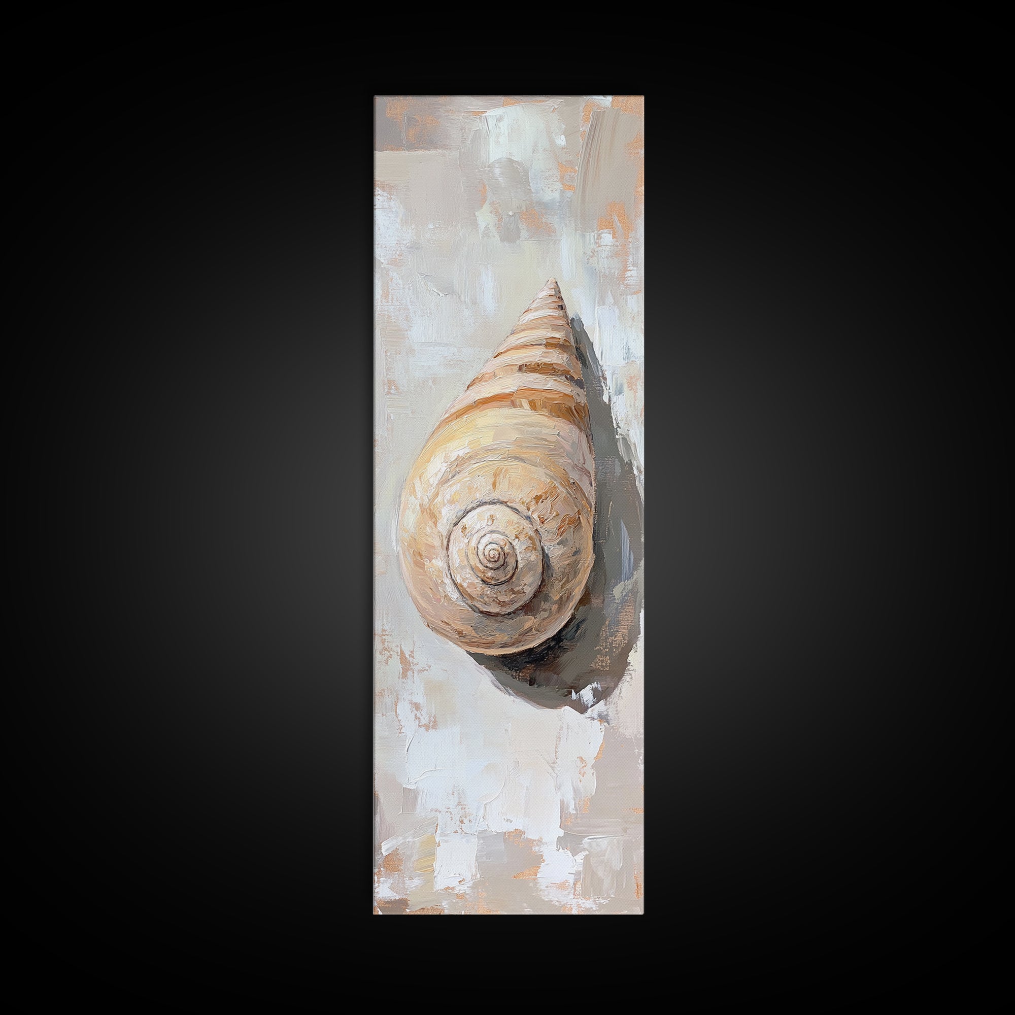 Textured Spiral Seashell Wall Art, Coastal Bathroom Decor, Beach House Wall Decor, Nautical Canvas Print For Ocean Lovers