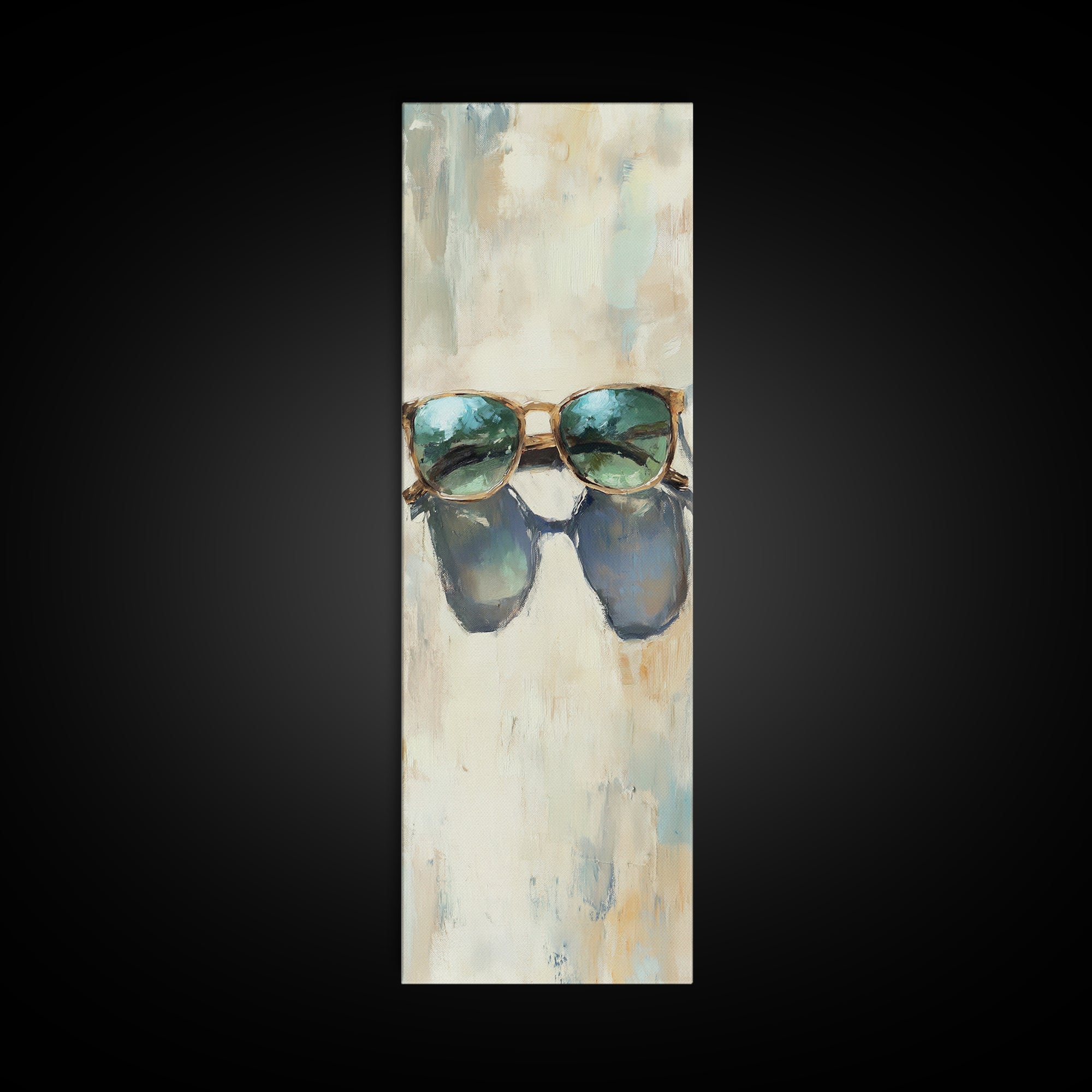 Teal Sunglasses With Beach Reflections Wall Art, Coastal Canvas Print, Summer Home Decor, Beach House Gift For Her, Living Room Decor