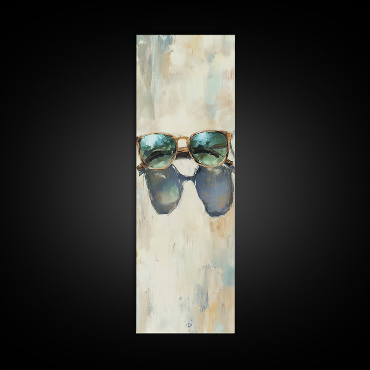 Teal Sunglasses With Beach Reflections Wall Art, Coastal Canvas Print, Summer Home Decor, Beach House Gift For Her, Living Room Decor