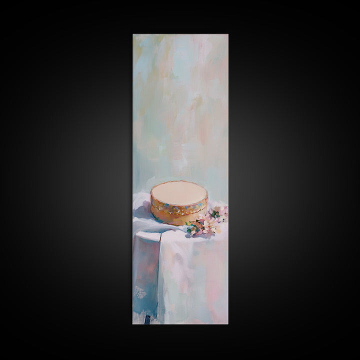 Pastel Round Trinket Box On White Cloth Canvas Print, Soft Minimalist Wall Art, Feminine Bedroom Decor, Gift For Her, Home Decor