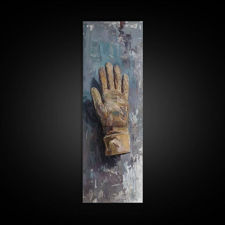 Weathered Work Glove Still Life Canvas Print, Industrial Wall Art, Rustic Garage Decor, Masculine Office Decor, Gift For Him