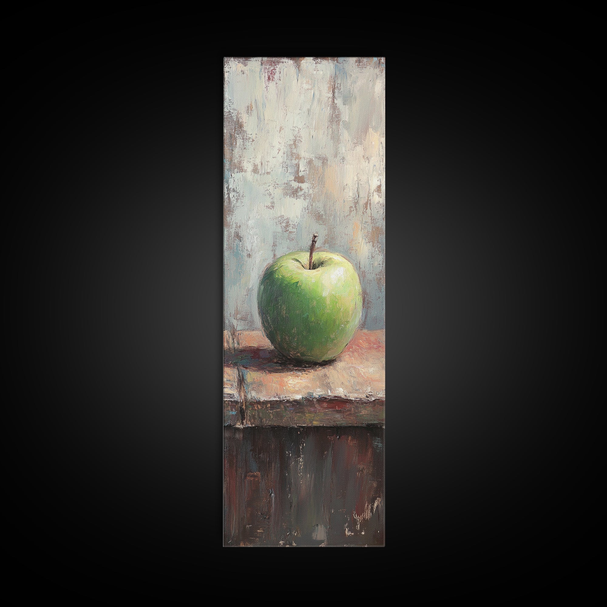 Green Apple Still Life Wall Art, Rustic Kitchen Canvas Print For Farmhouse Decor, Fruit Art, Dining Room Decor, Gift For Her