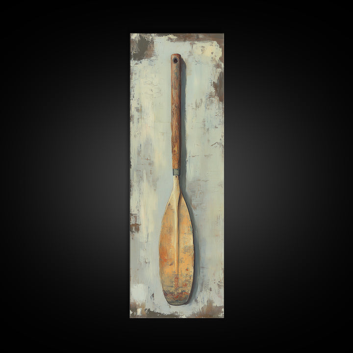 Weathered Wooden Paddle Canvas Print, Nautical Wall Art, Coastal Lake House Decor, Rustic Cabin Decor, Gift For Him, Boat House Decor