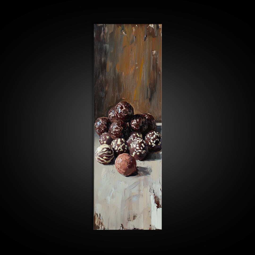 Chocolate Truffle Still Life Wall Art, Moody Kitchen Decor, Food Art Print, Dining Room Canvas Print, Gift For Foodie, Home Decor