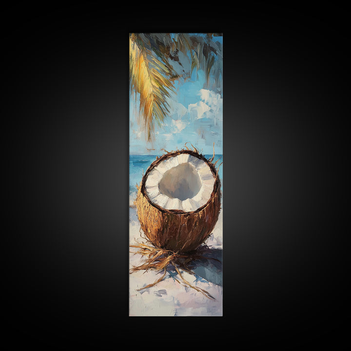 Tropical Coconut Beach Wall Art, Coastal Canvas Print, Palm Tree Ocean Decor, Summer Beach House Wall Decor Gift For Her