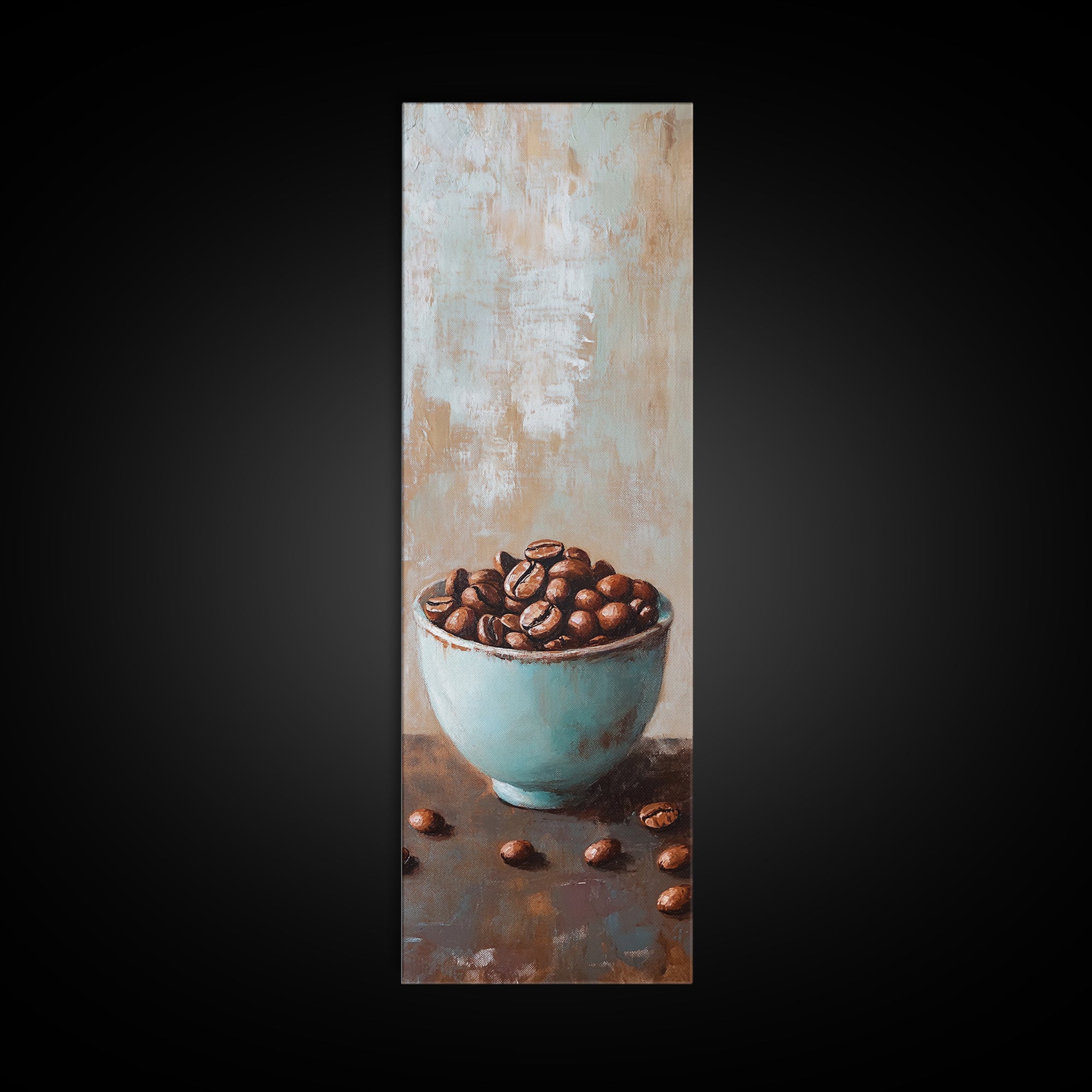 Coffee Beans In Blue Bowl Wall Art, Coffee Shop Kitchen Decor, Rustic Cafe Canvas Print, Gift For Coffee Lover Home Decor