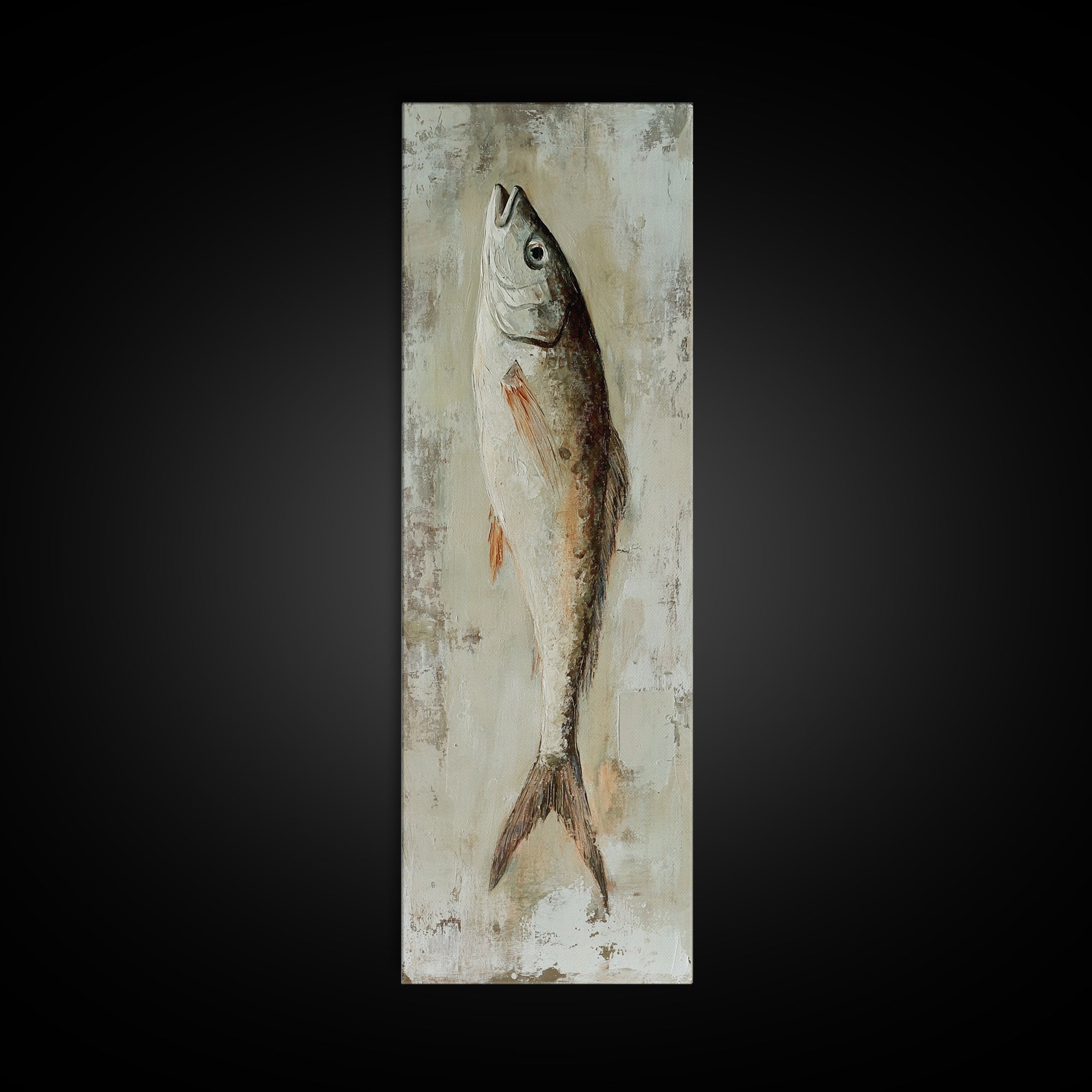 Silver Fish Still Life Wall Art, Nautical Kitchen Decor, Coastal Seafood Art Print, Rustic Ocean Canvas Print, Beach House Gift