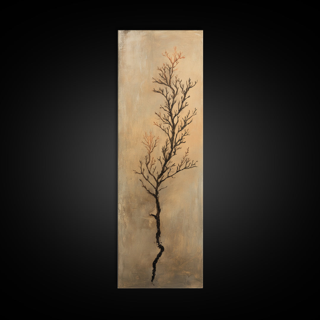 Minimal Bare Tree Branch Wall Art, Wabi Sabi Neutral Decor, Botanical Line Art Print, Japandi Canvas Print, Organic Modern Art