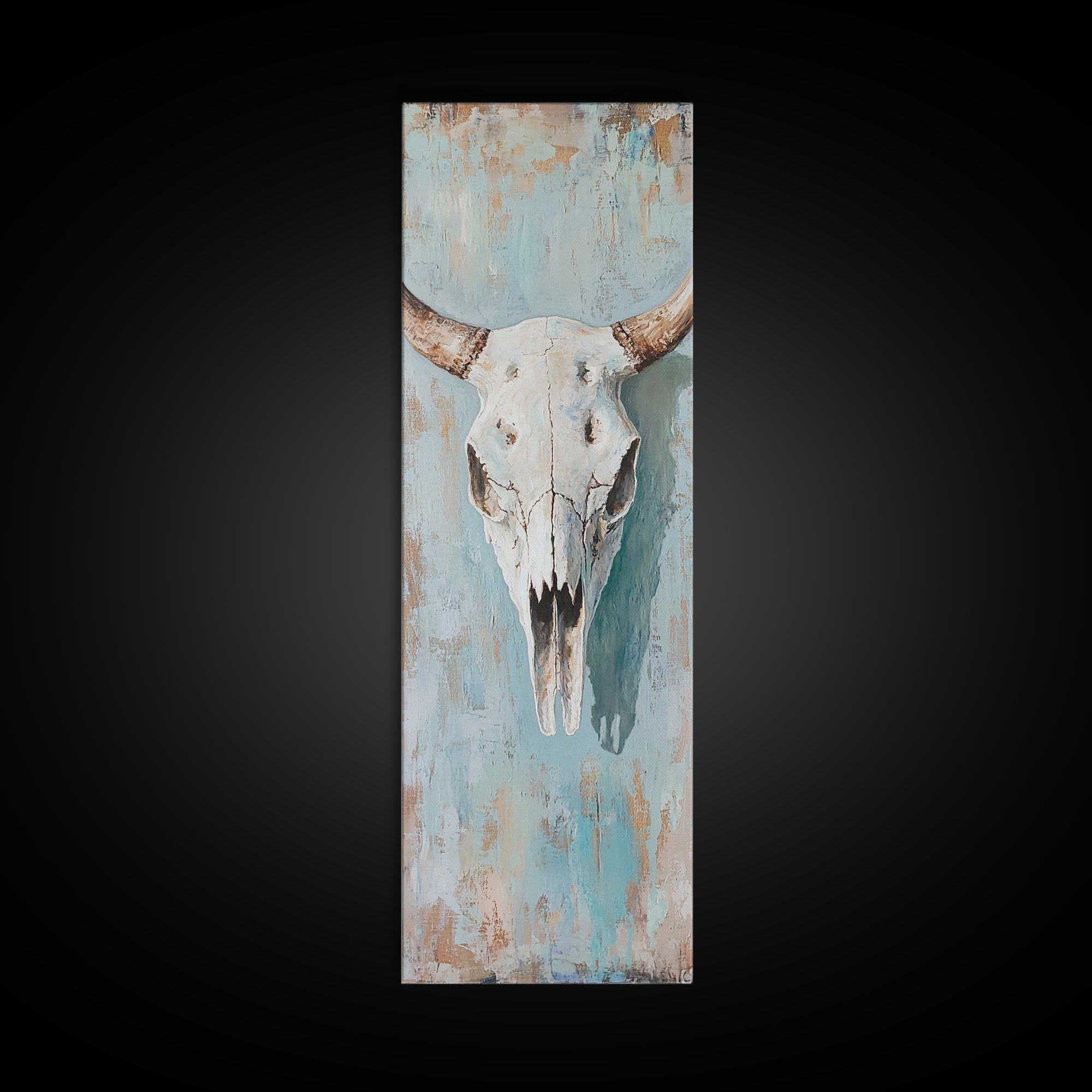 Longhorn Bull Skull Framed Canvas Print, Western Wall Art, Rustic Ranch Decor, Southwestern Farmhouse Home Decor, Gift For Him