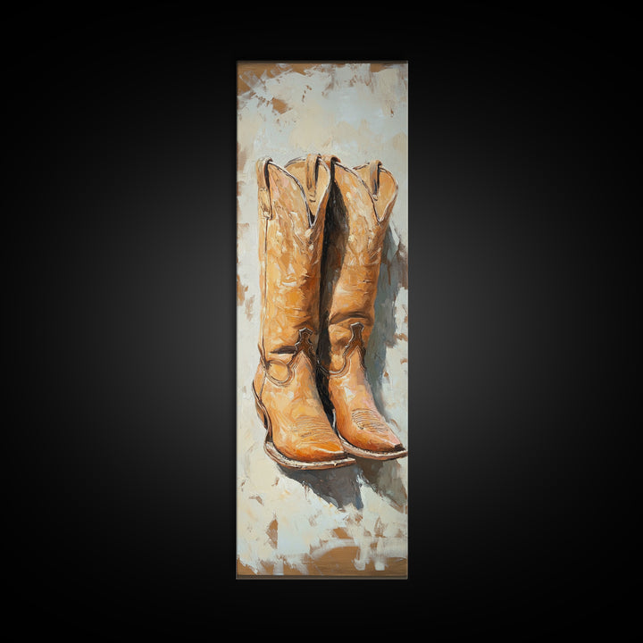 Weathered Cowboy Boots Canvas Print, Western Wall Art, Rustic Ranch Decor, Country Home Decor, Cowgirl Farmhouse Artwork, Gift For Him
