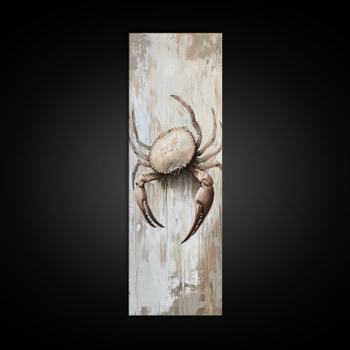 Coastal Crab Canvas Print, Nautical Wall Art, Beach House Decor, Rustic Seafood Painting, Ocean Kitchen Home Decor, Gift For Her