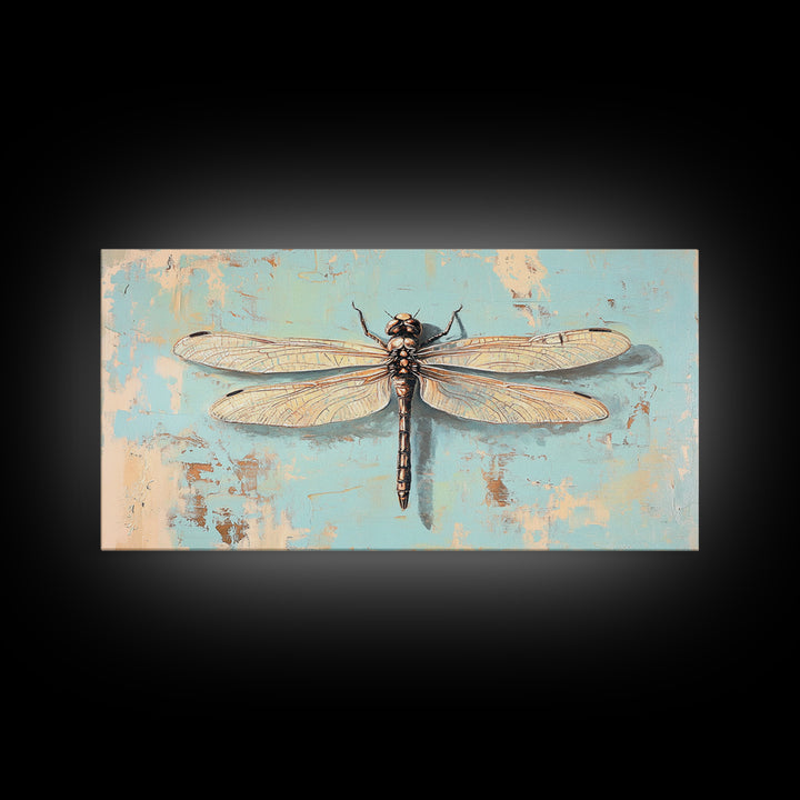 Detailed Dragonfly Insect Wall Art, Nature Canvas Print, Entomology Decor, Botanical Wall Decor, Rustic Wildlife Art, Home Decor
